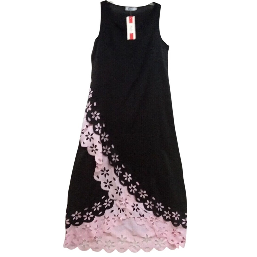 Kinikiss Women Black Pink Sleeveless‎ Casual Maxi Dress 3XL (runs smaller)